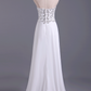 Popular Prom Dresses Sweetheart Chiffon With Beading Floor Length White