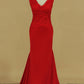 Mother Of The Bride Dresses V Neck With Applique Spandex Sweep Train Mermaid