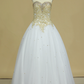 Ball Gown Sweetheart Quinceanera Dresses With Beads And Applique Tulle