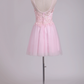 A Line Scoop Tulle With Embroidery Short/Mini Homecoming Dresses