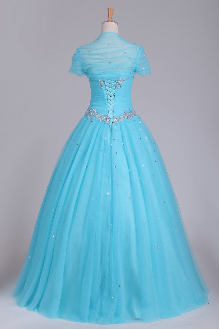 Quinceanera Dresses Sweetheart Tulle With Beads And Ruffles Ball Gown