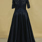 2024 A Line Scoop With Applique Mother Of The Bride Dresses Elastic Satin