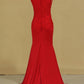 Mother Of The Bride Dresses V Neck With Applique Spandex Sweep Train Mermaid