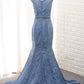 2024 Lace Mermaid Scoop Mother Of The Bride Dresses With Beads Sweep Train
