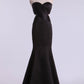 Sweetheart Mermaid Prom Dresses Ruched Bodice Open Back Floor Length