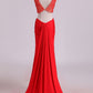 Prom Dresses Scoop Beaded Bodice Sheath Two Pieces Spandex Sweep Train