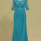 Scoop With Applique & Beads Mother Of The Bride Dresses Chiffon Mid-Length Sleeves