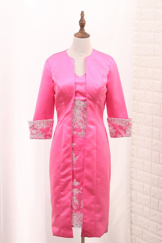 2024 Satin V Neck With Applique And Jacket Mother Of The Bride Dresses