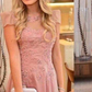 Chiffon Scoop Short Sleeves Prom Dresses Sweep Train With Applique