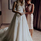 Strapless Beads Tulle Ivory Wedding Dresses Lace Appliques Beach Wedding Gowns