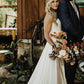 A Line Chiffon Strapless Ivory Sweetheart Beach Wedding Dresses with Lace Bridal Dresses W1068