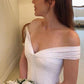 A Line Off the Shoulder Simple Sweetheart Ivory Beach Wedding Dresses Bridal Gown JS447