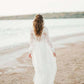 A Line See Through Long Sleeve Lace Appliqued Ivory Beach Wedding Dresses JS382