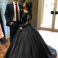 Ball Gown Long Sleeves Navy Blue With Lace Prom Dress, Quinceanera Dresses uk PW450