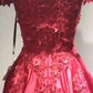 Ball Gown Red Lace Appliques Prom Dresses Off the Shoulder Quinceanera Dresses JS500