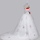 Stunning Ball Gown Strapless Wedding Dress with Embroidery Handmade Flower Lace-up