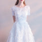 A-Line Elegant Round Neck Short Sleeves Party Dresses, Short Homecoming Dresses