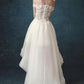 Ivory High Low Off the Shoulder Bridal Dress With Appliques Beach Wedding Dress W1004