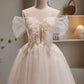 Chic Ivory Off The Shoulder Beading Tulle Short Homecoming Dresses