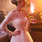 Unique Bateau Lace and Tulle Wedding Dresses Long Sleeves Bridal Dresses JS656