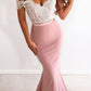 Unique Pink Off the Shoulder Mermaid Lace Long Prom Dresses Cheap Party Dresses P1127