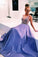 V-Neck Lavender Satin Long Prom Dresses Formal Dress with Beads Top Sleeveless JS632