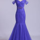 Off The Shoulder Prom Dresses Trumpet Floor Length With Beading