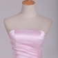 2024 Strapless Bridesmaid Dresses Satin With Ruffles Floor Length A Line