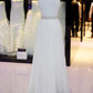 Elegant Simple Long Ivory Flowy Prom Dresses Beach Wedding Dresses