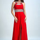 Sexy Prom Dresses A Line Scoop Sweep/Brush Red Open Back