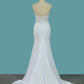 2024 Mermaid Sweetheart Wedding Dresses Spandex & Lace Sweep Train