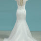 2024 Mermaid Wedding Dresses V-Neck Organza With Lace