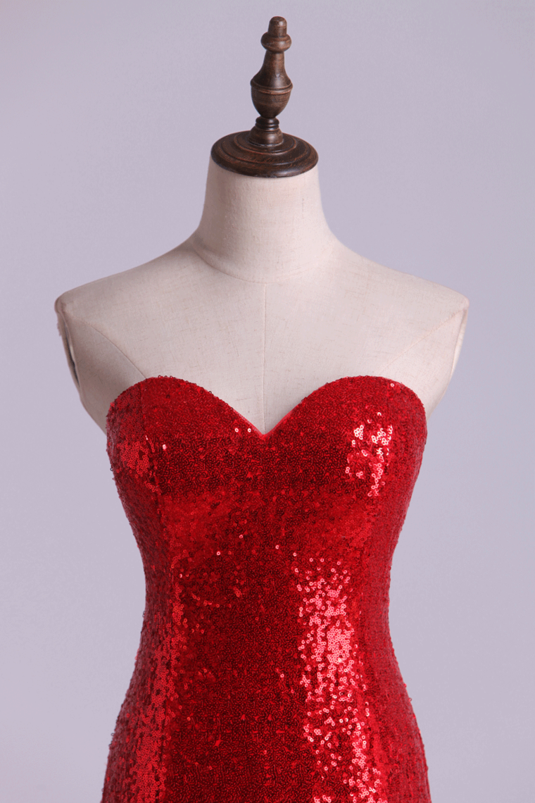 Hot Red Mermaid/Trumpet Evening Dresses Sweetheart Sequined Bodice