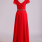 2024 Mother Of The Bride Dresses V-Neck Floor-Length Chiffon With Beading Waist Line