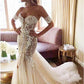 Charming Mermaid Sweetheart Backless Tulle Wedding Dresses with Lace Appliques SRS15111