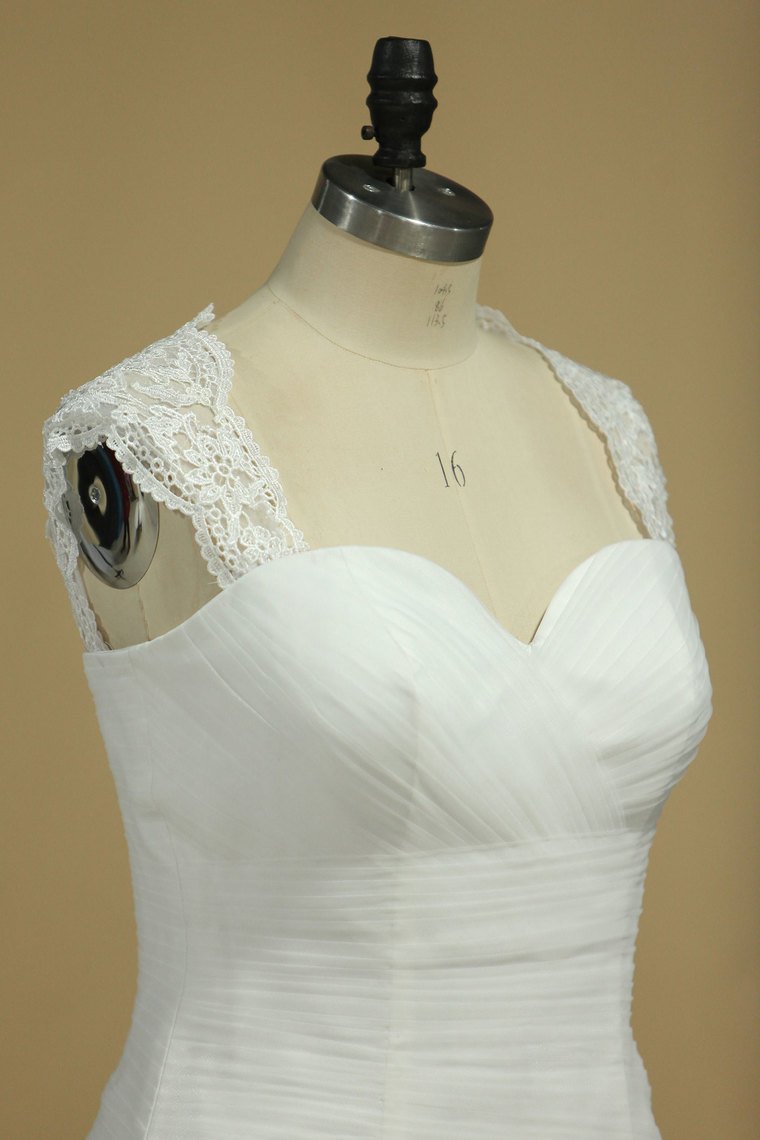 2024 Tulle Sweetheart Ruffled Bodice Mermaid Lace Up Wedding Dresses