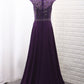 2024 Chiffon Mother Of The Bride Dresses Scoop A Line With Beads Bodice Sweep Train