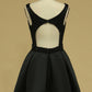 Sexy Open Back With Beads Satin A Line Short/Mini Homecoming Dresses