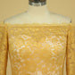 2024 Plus Size Gold Mother Of The Bride Dresses Boat Neck Half Sleeve Lace Sheath