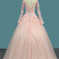 2024 V Neck Quinceanera Dresses Ball Gown Long Sleeves Tulle With Applique