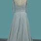 2024 Chiffon Mother Of The Bride Dresses Half Sleeves Scoop Pleated Bodice With Beading
