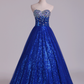 New Arrival Prom Gown Embellished With Beads&Sequince Tulle Sweetheart Floor Length
