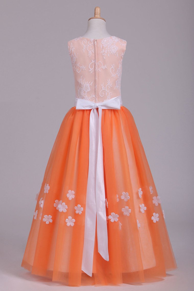 Lovely New Ball Gown Flower Girl Dresses Scoop Ankle Length Tulle