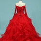2024 Long Sleeves Quinceanera Dresses Scoop Tulle With Applique Ball Gown