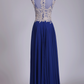 Prom Dresses Scoop With Beads And Applique A Line Floor Length Chiffon