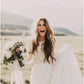 Vintage Long Sleeve Ivory Lace Chiffon Scoop Wedding Dresses Country Wedding Gowns