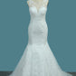 Scoop Wedding Dresses Mermaid With Applique Lace Open Back