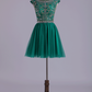 Homecoming Dresses A Line Scoop Short Tulle With Shining Beadings