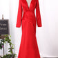 New Arrival Mother Of The Bride Dresses V Neck Long Sleeves Mermaid Stretch Satin