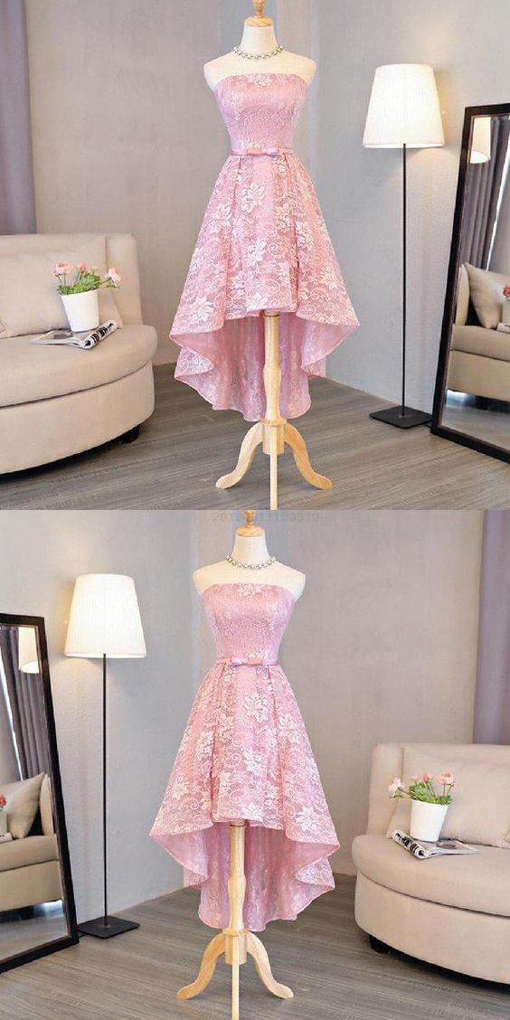 Nice Pink, High Low, Lace Dress Pink, High Low Raegan Dress, Lace Homecoming Dresses Dress, homecoming dress CD206